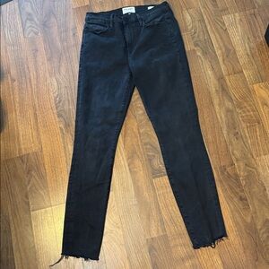 FRAME Black Women's Jeans Le High Skinny Stretch Raw Hem SIZE 28